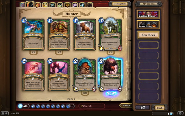 Hearthstone Collection Interface